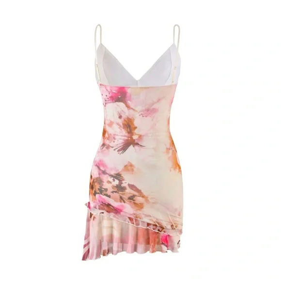 🔥 TIGER MIST CARLY mini Dress SIZE XS Pink and cream - Picture 4 of 9